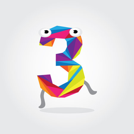 Colorful dynamic cute number characterのイラスト素材