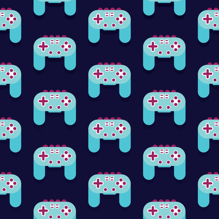 Seamless Gamepad Pattern Vector with blue color for your gaming graphic, design elements or other entertainment projectsのイラスト素材