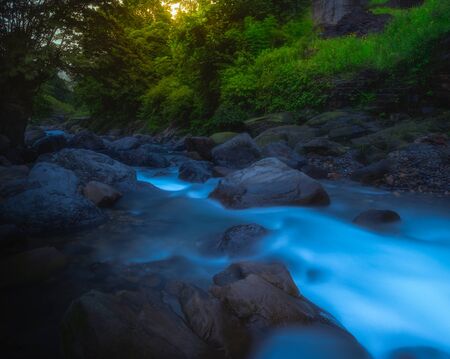 Wawushan water stream, Hongya Countyの写真素材