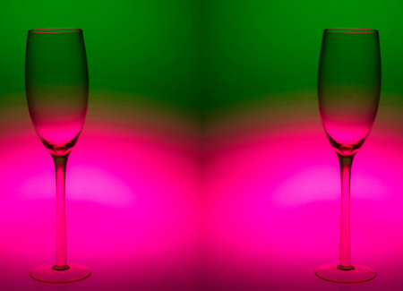 Cup on colored photo glass background by black line.の写真素材