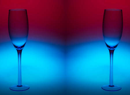 Cup on colored photo glass background by black line.の写真素材