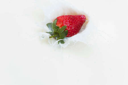Strawberry splash with chocolate milk. Effect photography for commercial use.の写真素材