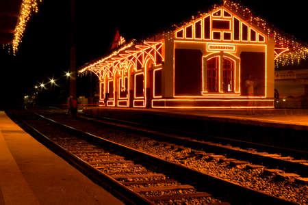 Luis Carlos Train Station. The city of Guararema, located in the metropolitan region of SÃ£o Paulo, promotes a special Christmas decoration every year.の写真素材