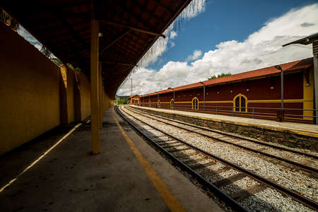 Railway station for transporting cargo and people in 1876. Old train station in the city of Guararema, SÃ£o Paulo, Brazil.の写真素材