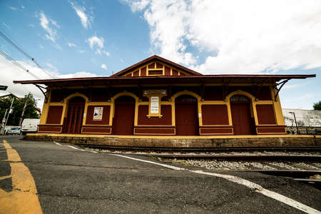 Railway station for transporting cargo and people in 1876. Old train station in the city of Guararema, SÃ£o Paulo, Brazil.の素材 [FY310186734227]