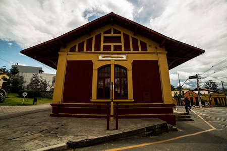 Railway station for transporting cargo and people in 1876. Old train station in the city of Guararema, SÃ£o Paulo, Brazil.の写真素材