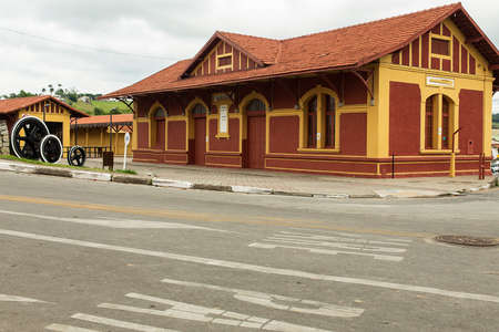 Railway station for transporting cargo and people in 1876. Old train station in the city of Guararema, SÃ£o Paulo, Brazil.の写真素材
