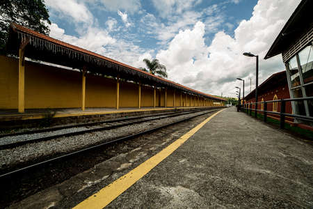 Railway station for transporting cargo and people in 1876. Old train station in the city of Guararema, SÃ£o Paulo, Brazil.の写真素材
