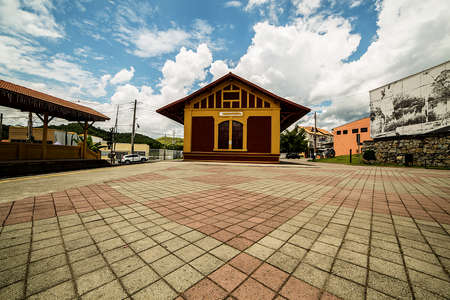 Railway station for transporting cargo and people in 1876. Old train station in the city of Guararema, SÃ£o Paulo, Brazil.の写真素材