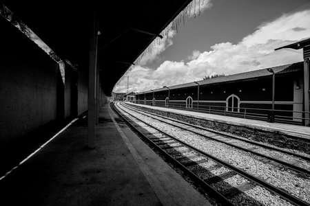 Railway station for transporting cargo and people in 1876. Old train station in the city of Guararema, SÃ£o Paulo, Brazil.の素材 [FY310186734438]