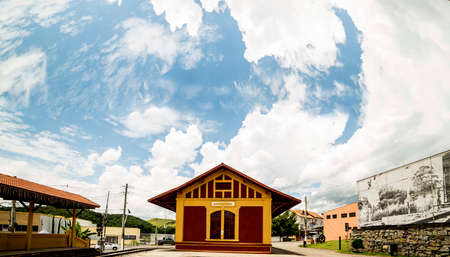 Railway station for transporting cargo and people in 1876. Old train station in the city of Guararema, SÃ£o Paulo, Brazil.の写真素材