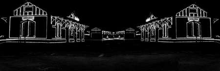 Railway station with Christmas lights in Guararema interior of SÃ£o Paulo.の写真素材