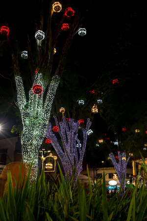 Guararema Cidade Natal have already started to shape the decoration of the city. The Christmas lights of the city of Guararema, SÃ£o Paulo, Brazil.の写真素材