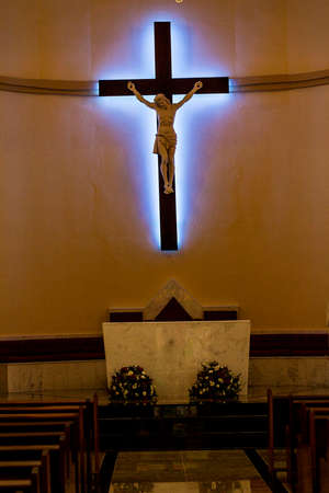 Interior of Guararema Church, SÃ£o Paulo, Brazil. Our Lady of the Stairs and Saint Benedict.の写真素材