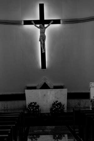 Interior of Guararema Church, SÃ£o Paulo, Brazil. Our Lady of the Stairs and Saint Benedict.の写真素材
