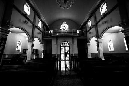 Interior of Guararema Church, SÃ£o Paulo, Brazil. Our Lady of the Stairs and Saint Benedict.の写真素材