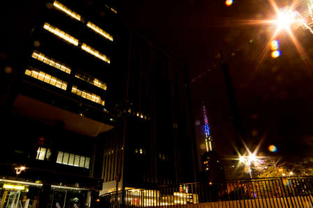 Avenida Paulista city of Sao Paulo, Brazil. Night image of the largest Brazilian financial and commercial center with its lights, people, cars, buildings and architecture.の写真素材