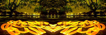 Night view of the vegetation around the lake at Parque do Ibirapuera, SÃ£o Paulo, Brazil.の写真素材