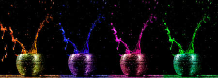Water mixed with lighter fluid inside a golden pot throwing ice stone to cause thermal shock and...