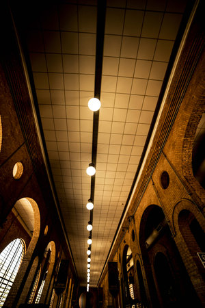 Ancient architecture building ceiling with geometric elements and well-drawn lines.の写真素材