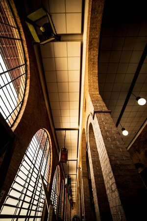 Ancient architecture building ceiling with geometric elements and well-drawn lines.