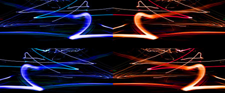 Colored light trails. Night photography.の写真素材