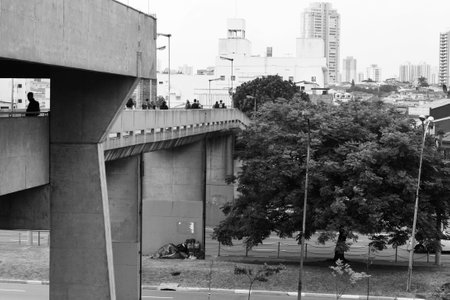 Belenzinho subway station in the morning of a weekday located in the east zone of the city of SÃ£o Paulo, Brazil.の写真素材
