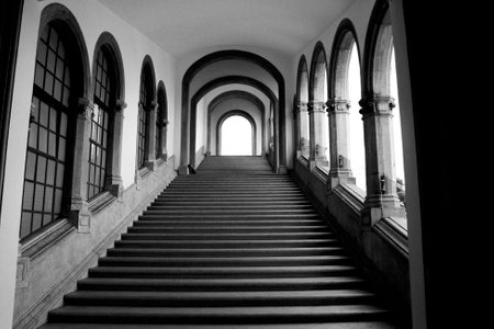 Staircase of historic building in the city of SÃ£o Paulo, Brazil.の写真素材