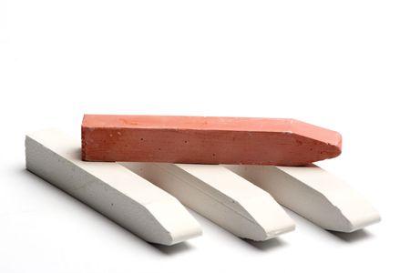 Some white and red chalk isolated