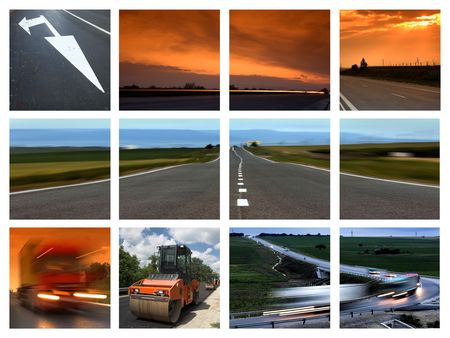 This is a  transportation themed collageの写真素材