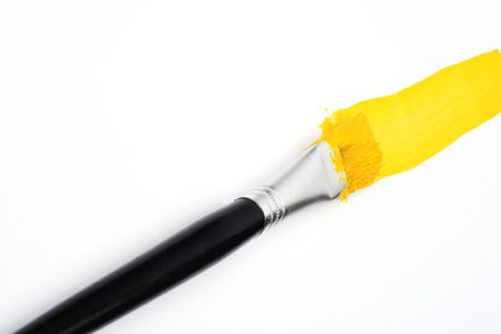 Yellow line and brush over white