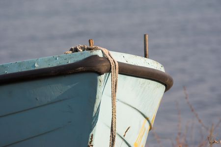 fishing boat standing on the  beachの写真素材