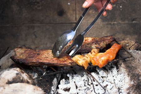 close up of grilled meat,outdoor

