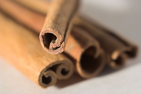 Close up of cinnamon sticksの写真素材