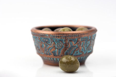 Some green olives close upの写真素材