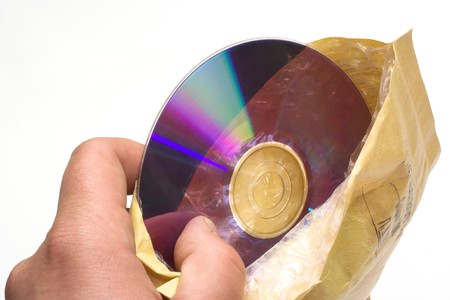  envelope and disc close upの写真素材