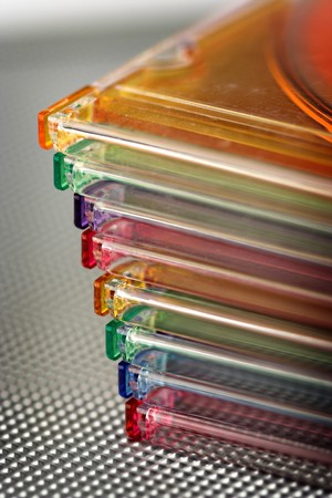 Stack of color cd boxes,shallow dofの写真素材