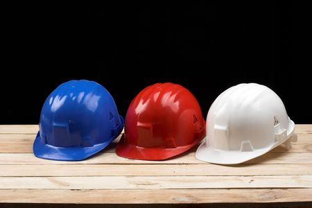 blue,red and white helmets