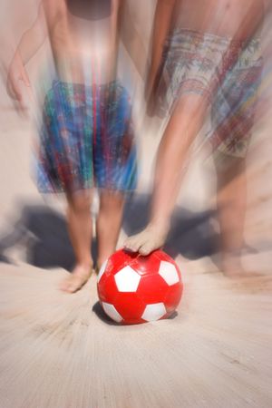 beach soccer,motion blur effectの写真素材