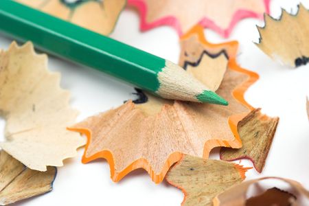 color pencils and chips close upの写真素材