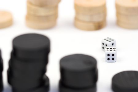  Backgammon chips and dices isolated on white background
の写真素材