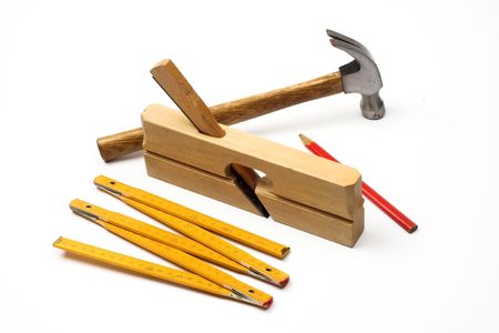  carpenter's tool over white background
