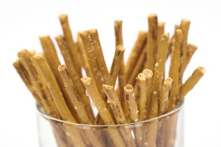 Close up of crackers over white の写真素材