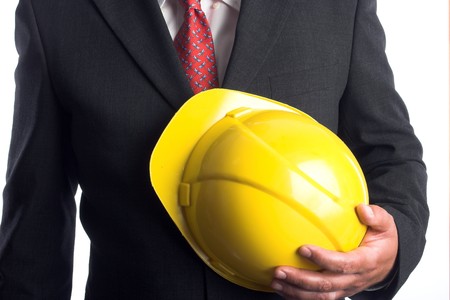 Engineer with yellow hard hat の写真素材