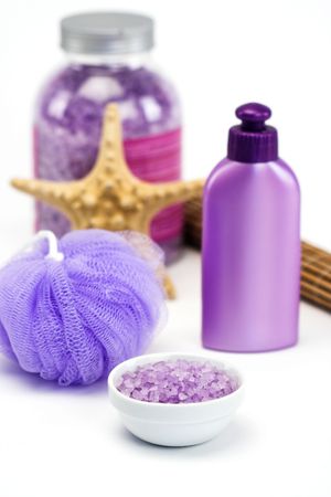 lavender bath salts close up, shallow dofの写真素材