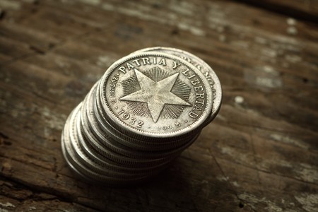 Stack of fake old  coins の写真素材