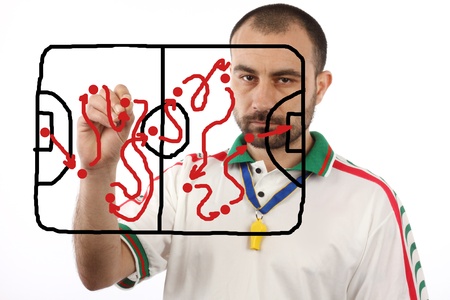 soccer menager drawing a tactical planの写真素材