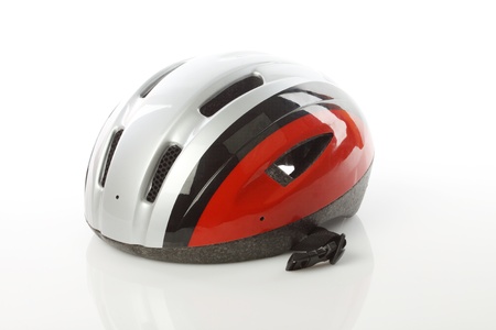 Close up of bike helmet on white backgroundの写真素材