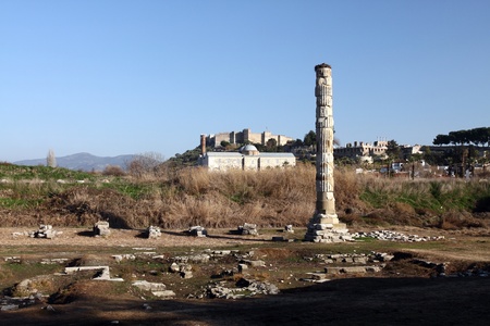 Ruins of Temple of Artemis in Efes, Selcuk, Turkeyの写真素材