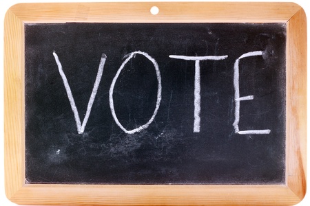 Word VOTE on a blackboard close upの写真素材